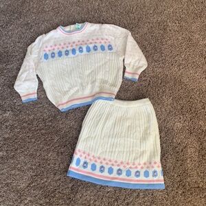 Palomino Knit Sweater Skirt Set Girls Sz.104 or 5-6 Vintage 80s-90s